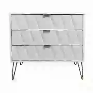 Diamond 3 Drawer Chest Gold Legs In White or Pink or Blue or Grey